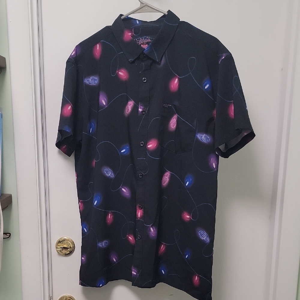 Men's Black Shirt with Colorful Light Pattern